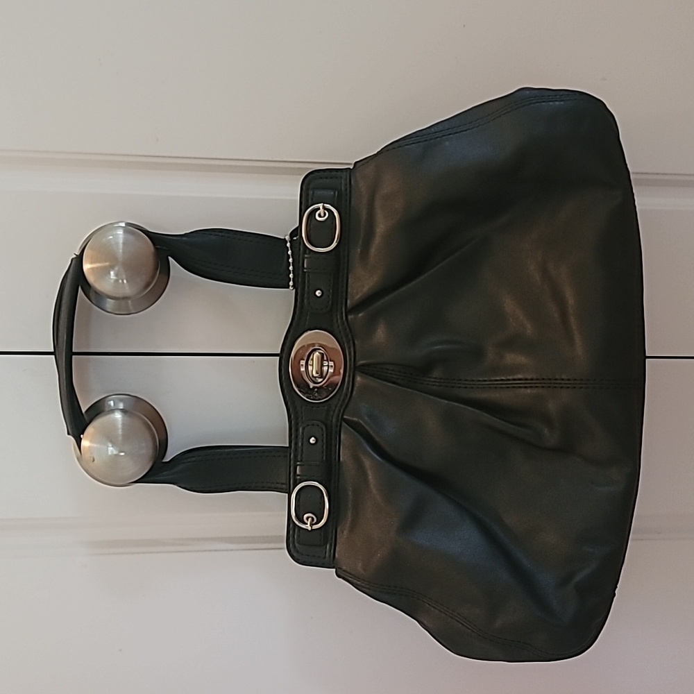 COACH Tote Bag Satchel F13914 Leather Black